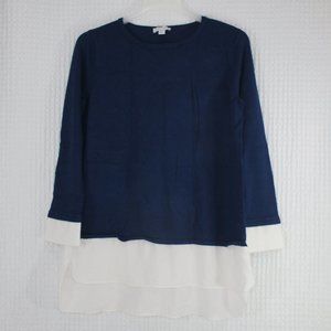 SUSAN GRAVER NAVY BLUE SHIRT TOP SIZE MEDIUM